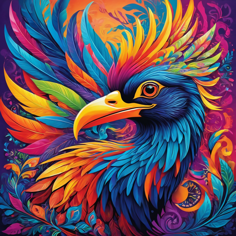 Vibrant and imaginative depictions of exotic bird