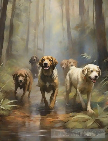 Hunting Dogs Impressionism Ai Art