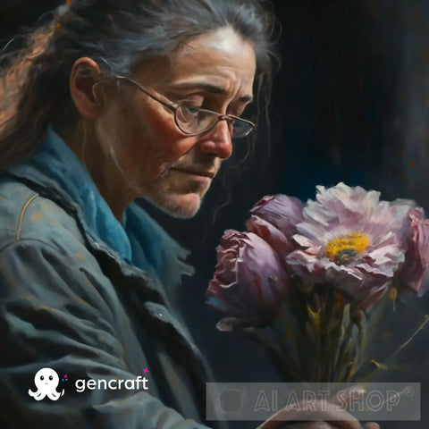 Hyper-Realistic Painting Of A Women With Flower Ai