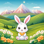 Bunny sitting in a field Iillustration copy