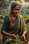 Woman Picking Tea Leaves