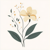Minimalist Single Flower Line Art with Soft Watercolor Petals