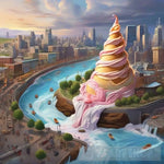 Ice Cream Cone City Ai Artwork