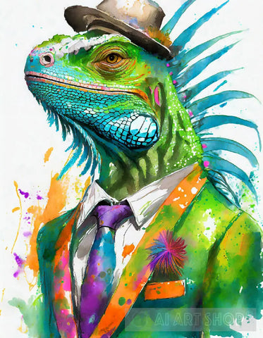 Iguana Having Great Fashion Sense Ai Painting