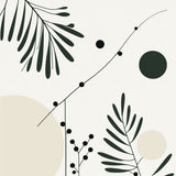 Abstract Botanical Branches with Geometric Circles in Beige & Black