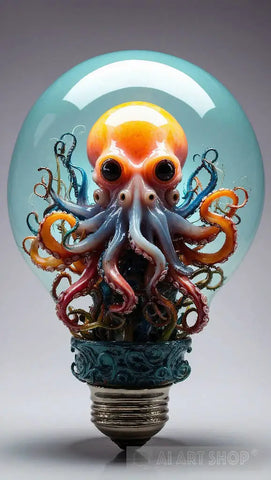 Illuminated Octopus Imagination Surrealism Ai Art