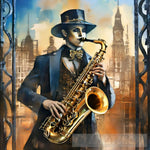 Illustration Of A Steampunk Portrait With Saxophone Pop Ai Art