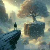 Impossible Surreal Dreams. Photo Highlights Mountainside House Ai Painting