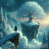 Impossible Surreal Dreams. Photo Highlights Mountainside House Ai Painting