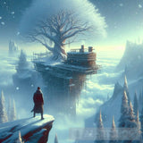 Impossible Surreal Dreams. Photo Highlights Mountainside House Ai Painting