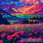 Rose Fields And Mountains 1 Impressionism Ai Art