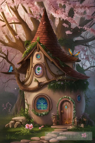 In This Enchanting Illustration A Whimsical Fairy Resides In Miniature Beautifully Crafted House