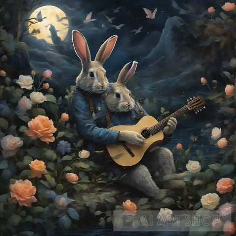 In This Scene Of The Quiet Strength Rabbit Animal Ai Art