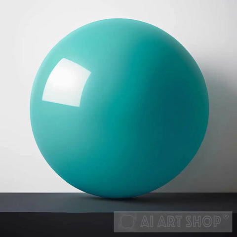 Inflatable Turquoise Ball On A White Background Still Life Ai Art