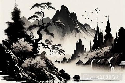 Ink Landscape Modern Ai Art