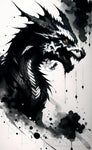 Inky Dragon Head Painting Surrealism Ai Art