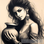 Innocence Unveiled: Ai-Crafted Charcoal Portrait Of A Young Girls Playful Serenity Ai Artwork