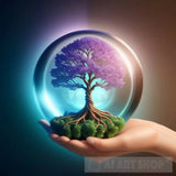 Intelligent Tree Spirit With A Crystal Orb Landscape Ai Art