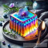 Iridescent Delicious Jello Dessert Cube Ai Painting