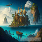 Island Of Treasures - Ai Fantasy Surrealism Art