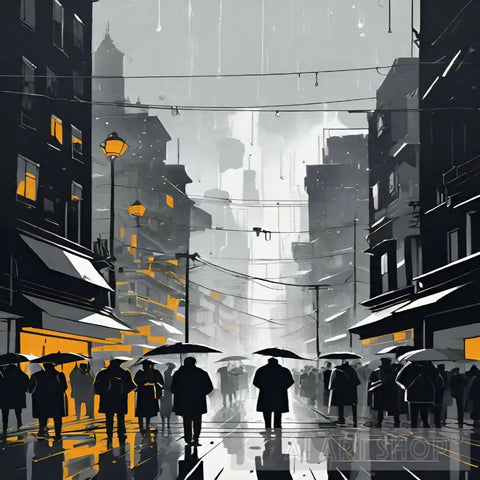 It Is Raining Street Ai Art