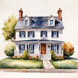 House in watercolor painting abstract