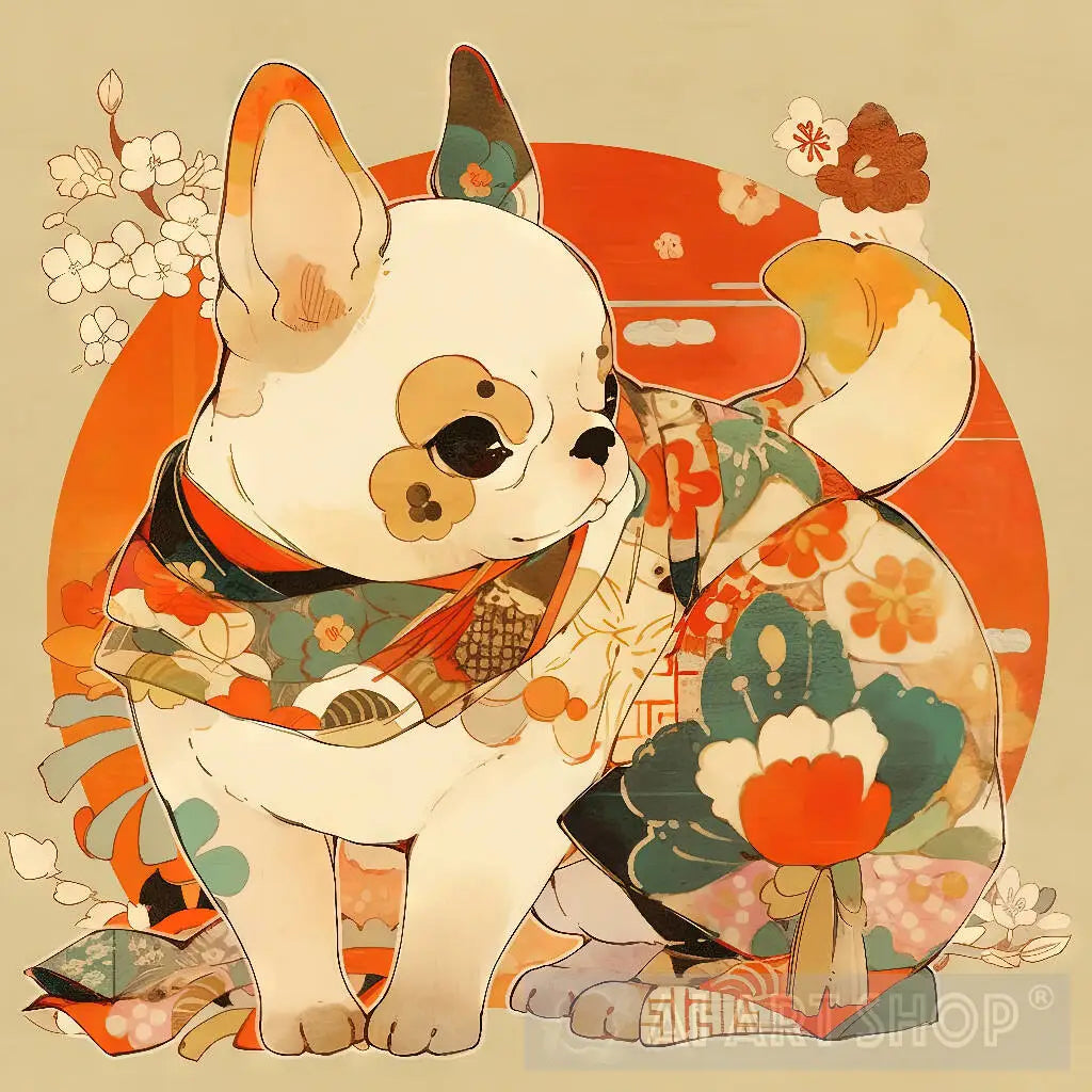 Japanese Woodblock French Bulldog 2