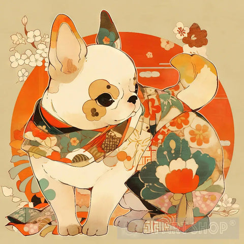 Japanese Woodblock French Bulldog 2 Animal Ai Art