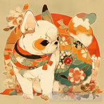 Japanese Woodblock French Bulldog Animal Ai Art