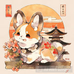 Japanese Woodblock Pembroke Welsh Corgi Dog 2 Animal Ai Art