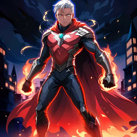 Powerful Superhero Digital Artwork - Inferno Guardian
