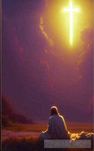 Jesus Looking Up To Heaven Ai Artwork