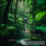 Jungle Stream Nature Ai Art