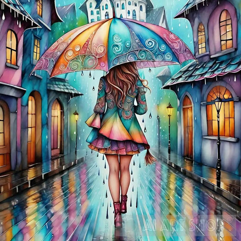 Just A Walk In The Rain Street Ai Art