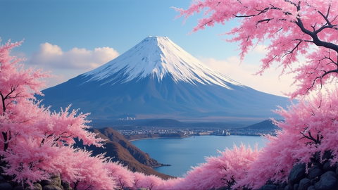 Serenity of Mount Fuji: A Symphony of Sakura Blossoms