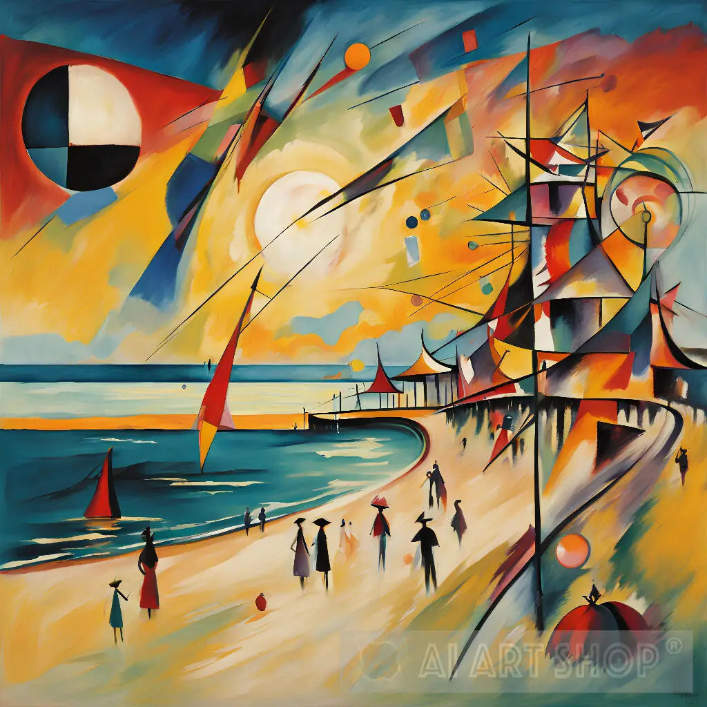 Abstract Art Beach: Abstract Painting, Geometric Shapes, Bold Color...