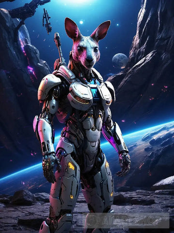 Kangaroo In Cyborg Body #1 Ai Artwork