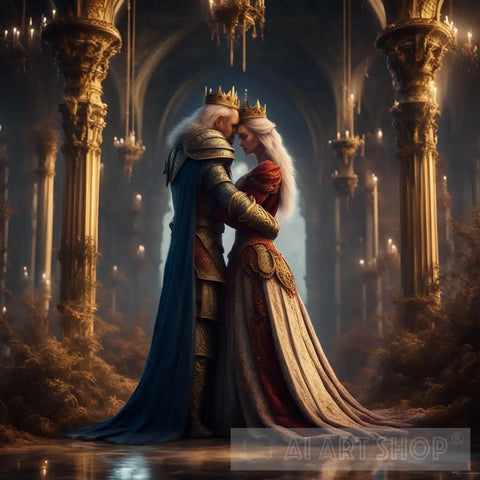 King And Queen Hugging Abstract Ai Art