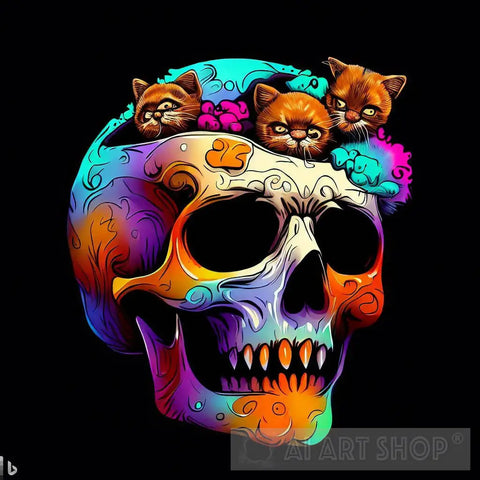 Kitty Skull - Digital Item Surrealism Ai Art