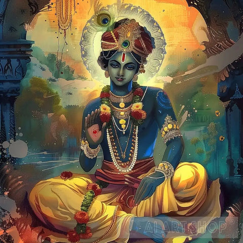 Krishna’s Celestial Twilight Ai Painting