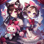 Kuromi & My Melody Cosplaying Friends Ai Artwork