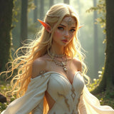 Ethereal Elven Queen with Flowing Golden Hair