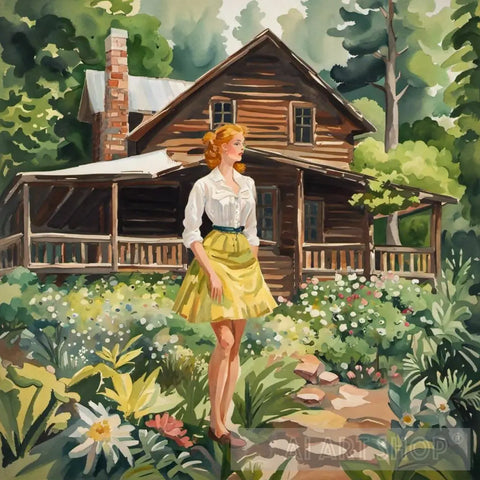 Lady In Garden Ai Artwork