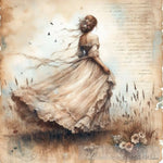 Lady On Tea Stained Paper 3 Ai Artwork