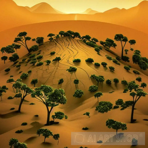 Landscape Of The Sky Desert Trees Ai Art