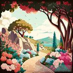 Landscape With Flowers And Trees Ai Art