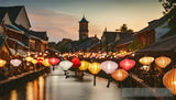 Lantern Festival Night In A Historical Town Landscape Ai Art