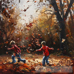 Leaf Play - Impressionist Realism Art Nature Ai