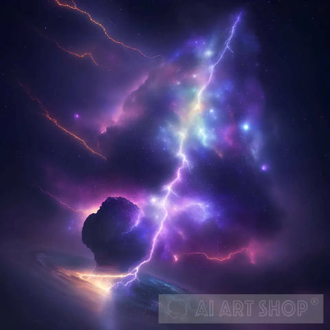 Lightening With A Galaxy 2 Of 3 Nature Ai Art