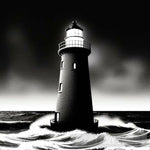 Lighthouse In The Middle Of Sea. Portrait Ai Art